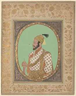 Caption Prints: Portrait of Maratha Frost Shivaji with comprehensive Dutch caption on the decorated picture frame