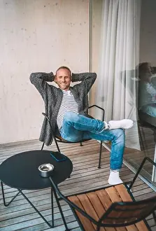 Dreaming Prints: Portrait of a Middle-aged man dressed open cardigan