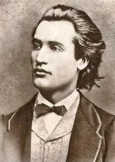 Tomas Prints: Portrait of Mihai Eminescu - photograph taken by Jan Tomas (1841-1912) in Prague, 1869