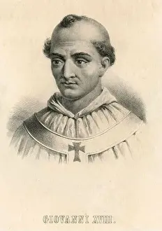 Pope Prints: Portrait of Pope John XVIII, lithograph 1850s