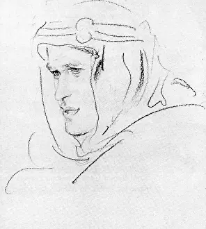 Scholar Prints: Portrait Sketch of T.E.Lawrence by Augustus John. Paris. 1919