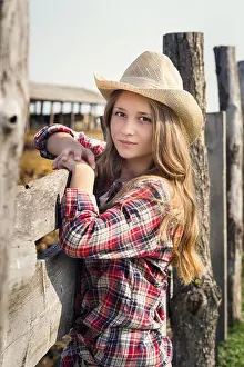 Vogue Prints: Portrait of a young beautiful girl in style of the country