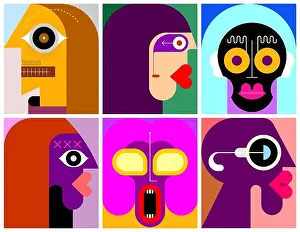 Pop Art Prints: Six Portraits modern art layered vector illustration