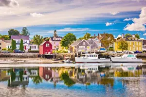 New Hampshire Prints: Portsmouth, New Hampshire, USA town skyline on the Piscataqua River
