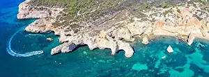 Portugal Algarve beach Praia da Marinha sea ocean panorama drone view aerial photo from above water