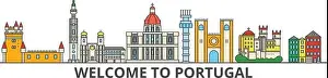 Coimbra Prints: Portugal outline skyline, Portuguese flat thin line icons