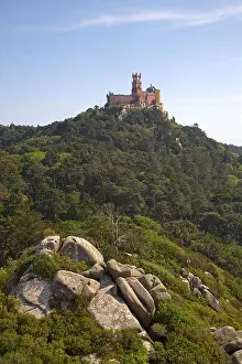 Sintra Prints: Portugal Sintra The palace of Pena viewed from the Moorish Castle at sintra