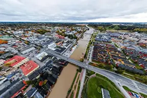 Porvoo Prints: Porvoo, Finland - 2 October 2019: Panoramic aerial autumn view of old town of Porvoo