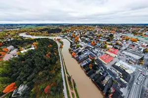 Porvoo Prints: Porvoo, Finland - 2 October 2019: Panoramic aerial autumn view of old town of Porvoo