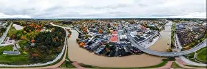 Porvoo Prints: Porvoo, Finland - 2 October 2019: Panoramic aerial autumn view of old town of Porvoo