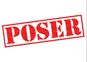 Posed Prints: POSER red Rubber Stamp over a white background