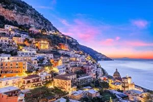Images Dated 24th February 2022: Positano, Italy along the Amalfi Coast at dusk