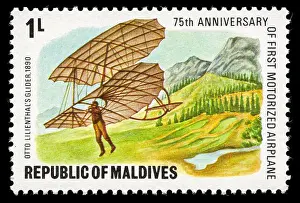 Cancelled Prints: Postage stamp from the Maldives in the 75th Anniversary of First Motorized Airplane series issued in 1978