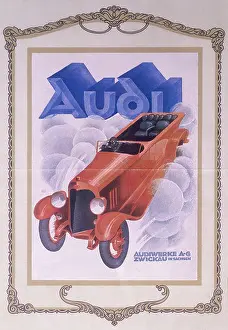 Motor Car Prints: Poster advertising Audi cars, 1922