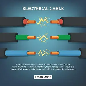 Conductor Prints: Poster with cartoon illustration of electrical cable wires with different amperage