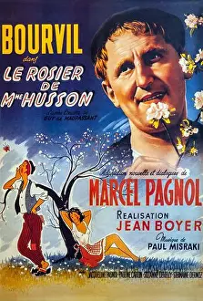 Vertical Photo Prints: POSTER FOR THE FILM LE ROSIER DE MADAME HUSSON BY JEAN BOYER FILMED IN 1950 WITH BOURVIL AND DIALOGUES BY MARCEL