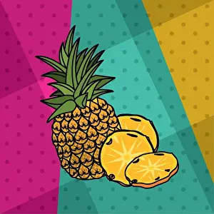 Pop Art Prints: poster pop art style with pineapple fruit