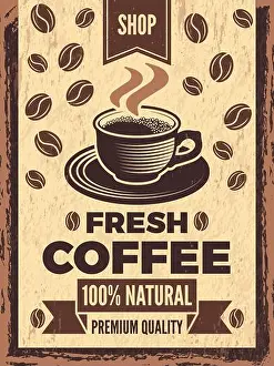 Brewed Prints: Poster in retro style for coffee house