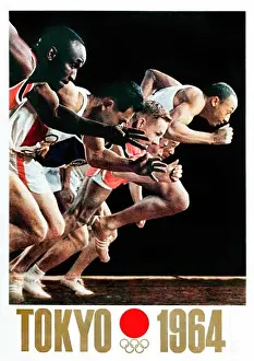 Poster for the1964 Tokyo Olympic Games designed by Yusaku Kamekura (1915 - 1997). See description for more information