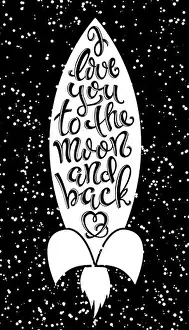 Spaceship Prints: Poster with with hand-drawn lettering