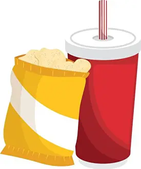 Potato Chips Bag and soft drink icon over white background vector illustration