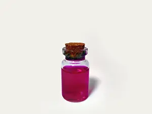 Perfume Prints: Potion with pink liquid. Alchemy set with flask
