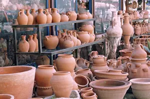 Designed Prints: Pots outside Cypriot pottery shop in Geroskipou