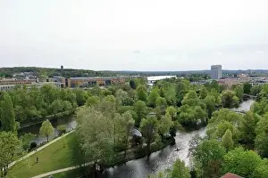 Potsdam, Brandenburg in Germany - April 13 2024: View over the City and surroundings to the east
