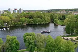Potsdam, Brandenburg in Germany - April 13 2024: View over the City and surroundings to the east