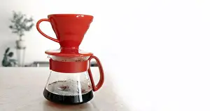Vapor Prints: Pourover. V60. Fresh hot coffee filter dripping into the glass server