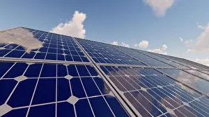 Photovoltaic Prints: Power generation by solar panels, 3D Rendering