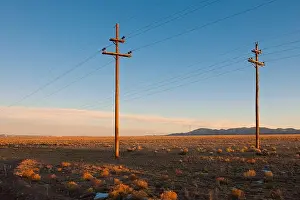 Non Urban Scene Prints: Power lines in desert landscape