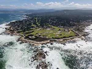 Carmel Prints: Powerful swells from the Pacific Ocean wash against the scenic coastline of the Monterey peninsula in California