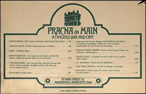 Food Service Prints: The Pracna on Main menu features a variety of entrees