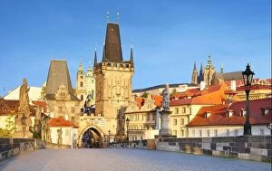 Travel Collection: Prague Old Town, Charles Bridge, view towards Mala Strana, Czech Republic, UNESCO