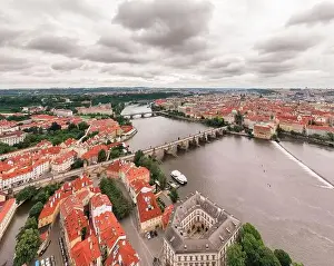 Gothic Style Prints: Prague Old Town in Czech Republic with Famous Sightseeing Places in Background