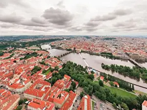 Gothic Style Prints: Prague Old Town in Czech Republic with Famous Sightseeing Places in Background