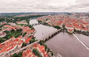 Prague Old Town in Czech Republic with Famous Sightseeing Places in Background