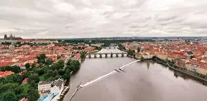 Gothic Style Prints: Prague Old Town in Czech Republic with Famous Sightseeing Places in Background