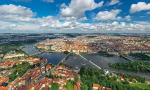 Prague Old Town in Czech Republic with Famous Sightseeing Places in Background