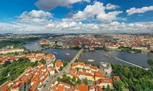 Gothic Style Prints: Prague Old Town in Czech Republic with Famous Sightseeing Places in Background