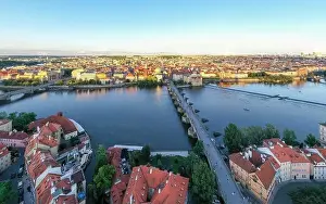 Gothic Style Prints: Prague Old Town in Czech Republic with Famous Sightseeing Places in Background