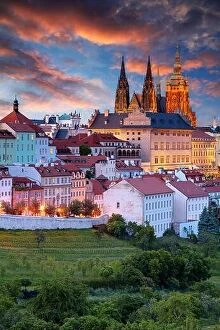 Images Dated 17th November 2023: Prague Skyline. Aerial cityscape image of Prague, capital city of Czech Republic with St