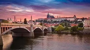 Prague at sunset. Image of Prague, capital city of Czech Republic, during dramatic sunset