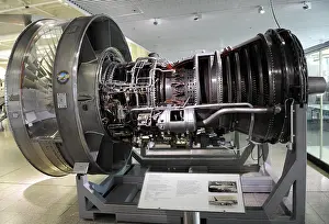 Museums Prints: The Pratt & Whitney JT9D engine was the first high bypass ratio jet engine to power a wide-body aircraft