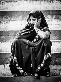 Meditate Prints: Prayers in the banks of the Ganges river in Varanasi