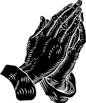 Tatoo Prints: Praying Hands Prayer Christian Vintage Woodcut