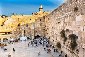 Stories Prints: Praying at the Western'Wailing' Wall of Ancient Temple Jerusalem Israel