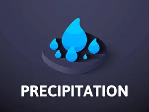 Precipitation Prints: Precipitation isometric icon, isolated on color background