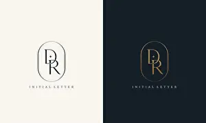Initials Prints: premium DR logo monogram with gold circle frame